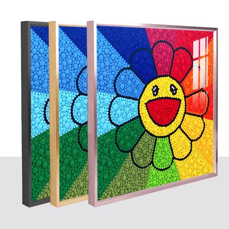 【太阳花毛球画铝合金防护罩】diy画框装裱框挂墙毛绒装饰画框