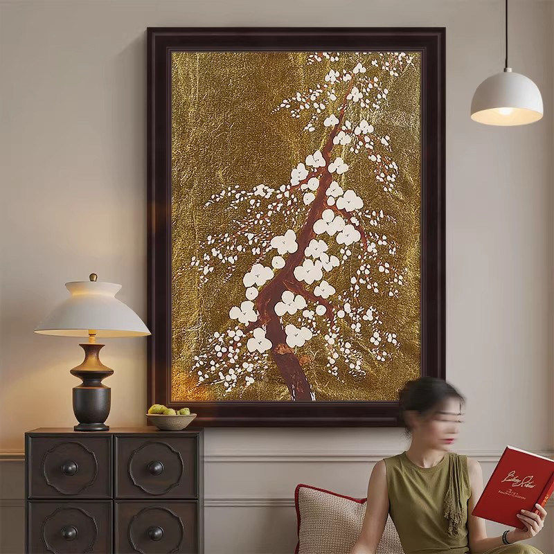 中式复古风客厅装饰画轻奢感古典艺术玄关挂画民宿沙发背景墙壁画