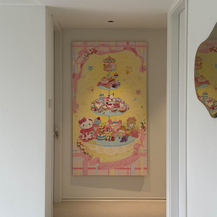 饰画卡通可爱系儿童房挂画玄关壁画 HelloKitty甜品盛宴客厅装