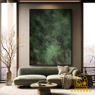 《何止青绿》侘寂风玄关装饰画薄荷曼波轻奢客厅沙发背景墙挂壁画