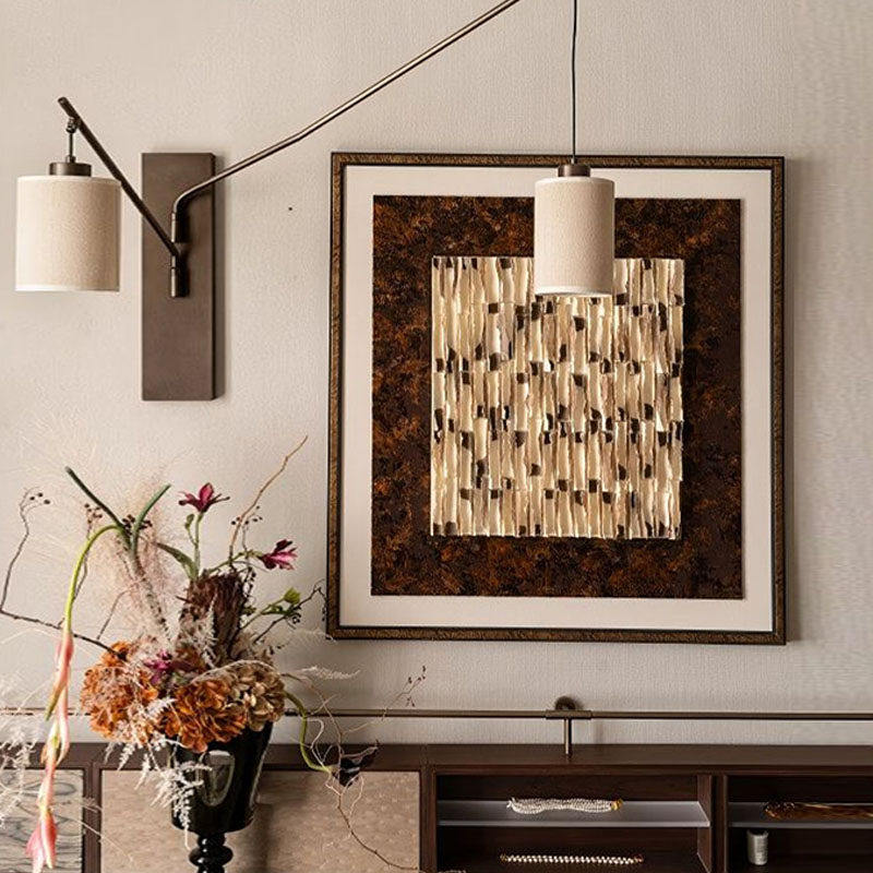 意式轻奢高级感拼贴装饰画现代简约复古棕白侘寂风抽象客厅壁挂画