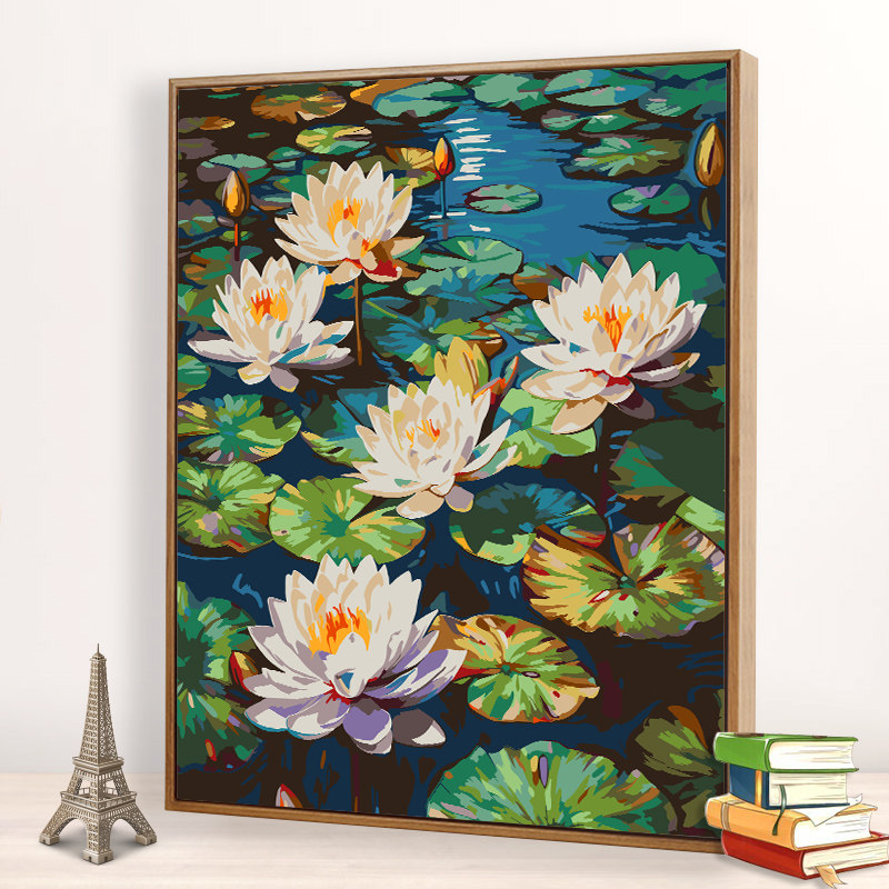 夏花数字油画diy填充画油彩画手绘工涂色画植物花卉填色画装饰画