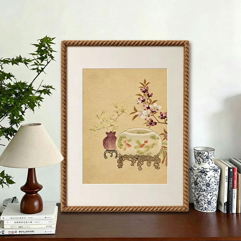 新中式金玉满堂清供花卉装饰画中古风客厅挂画入户玄关书房装饰画
