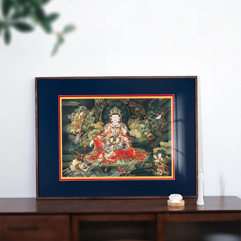 水月观音新中式装饰画小众室内软装挂画客厅背景入户玄关艺术壁画