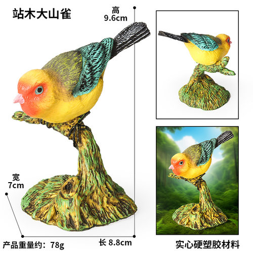 儿童仿真野生动物玩具模型认知摆件礼物飞行鸟类鹦鹉老鹰麻雀山雀