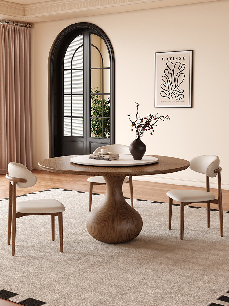 中世纪风格实木餐桌家庭小公寓意大利风格现代简单胡桃法国覆古风