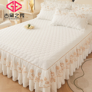款 床单四季 蕾丝花边夹棉防滑床罩加厚裙式 花边公主风床裙单件韩版