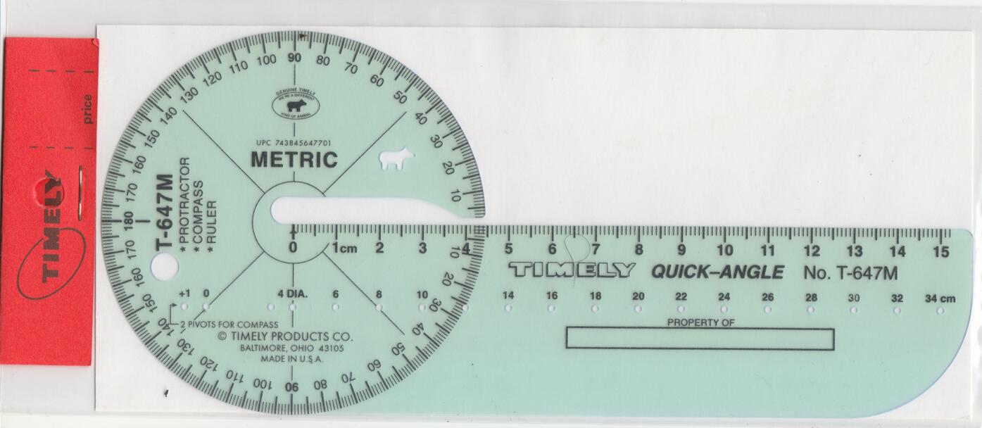 美国TIMELY泰米T-647M全圆量角器360度分度器15cm直线尺绘图模板
