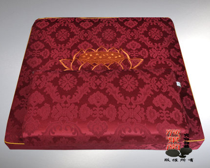 荷叶堂 佛教绣花椰棕拜垫 打坐垫蒲团 跪拜垫 坐禅垫  拜佛垫