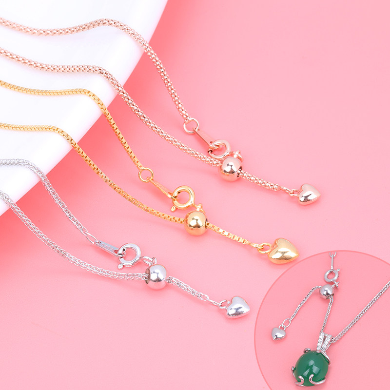 S925纯银项链百搭定位伸缩可调节链长款肖邦盒子链单链裸链锁骨链