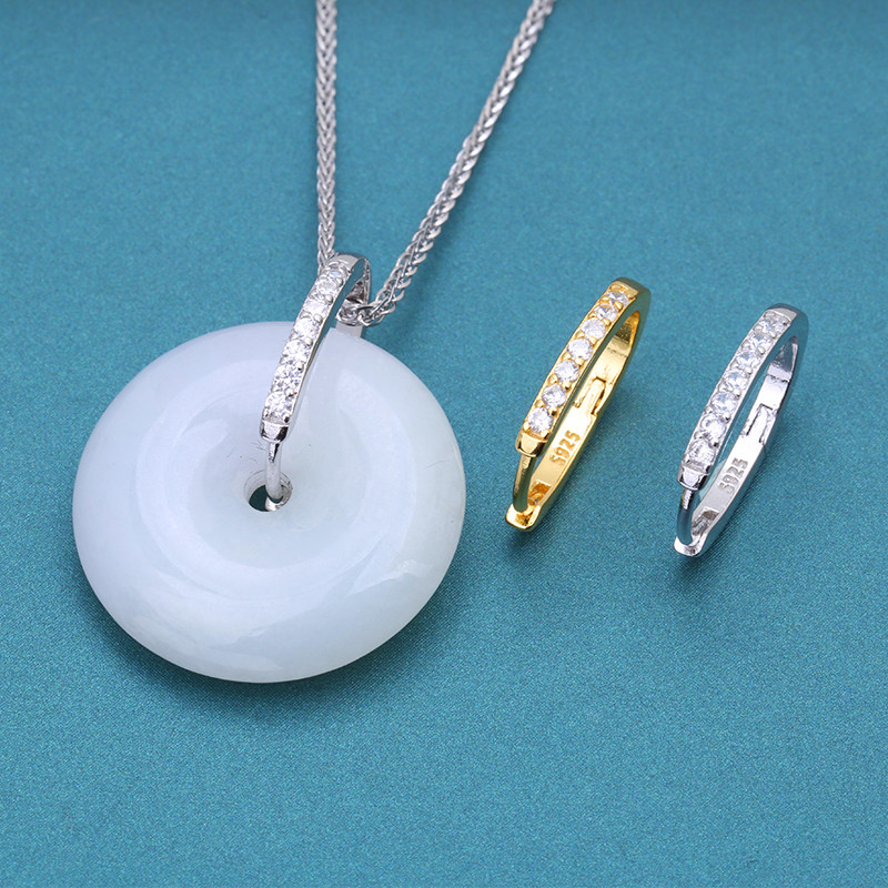 小平安扣扣头纯银翡翠玉环圆环扣