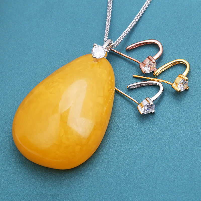 S925纯银吊坠扣镶钻翡翠玉器夹扣