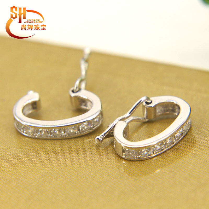 s925纯银扣珍珠项链夹扣圆环毛衣链卡扣挂绳扣环形连接扣吊坠扣头