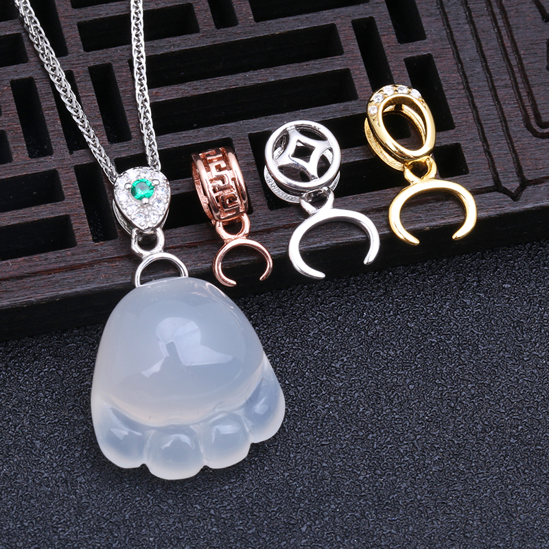 左右孔扣对夹扣翡翠蜜蜡横孔扣