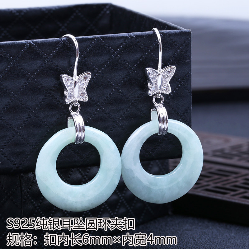 S925纯耳钩夹扣蝴蝶款DIY耳环