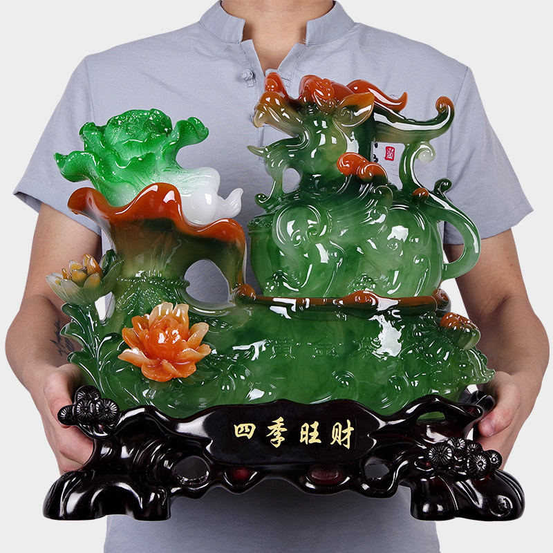 招财貔貅玉白菜摆件店铺开业礼品开店送礼客厅办公室收银台装饰品