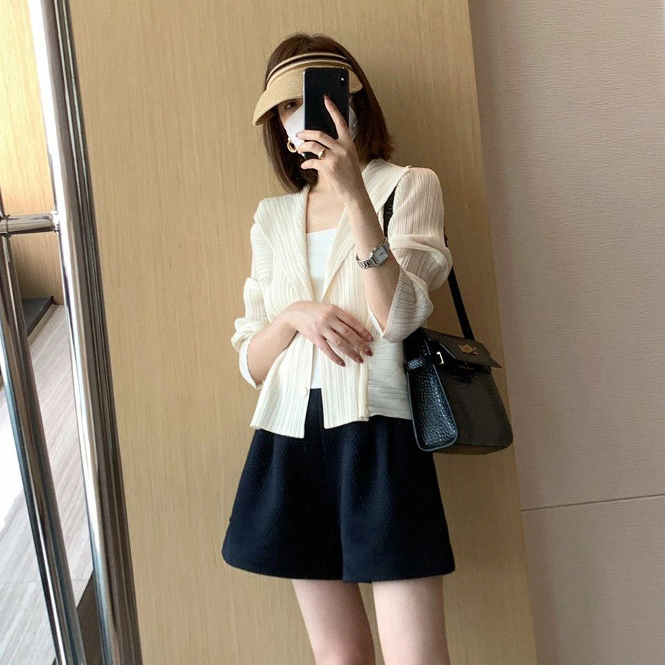 日本直邮三宅新款褶皱开衫女不规则外套气质通勤防晒上衣百搭衣服