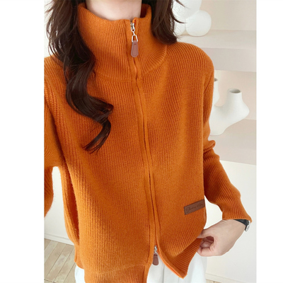拉链立领毛衣开衫打底衫女厚秋冬