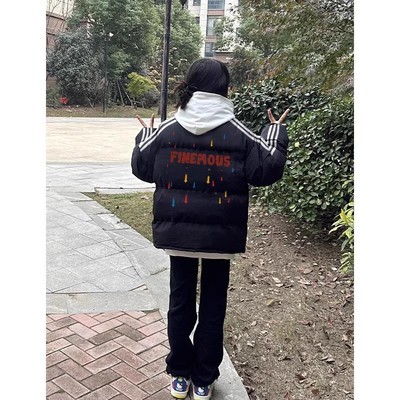 三条杠加厚保暖羽绒棉服女