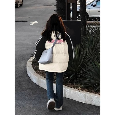 插肩拼色棉衣棉服女2024年