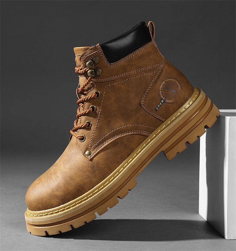 MARTIN BOOTS MENS SHOES WINTER HIGH-TOP BRITISH VINTAGE LEATHER BOOTS MENS COMBAT WORKWEAR MID-TOP PLATFORM DESERT RHUBARB BOOTS