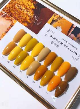 洛菲琳姜黄色甲油胶一套9瓶南瓜色青藤米兰