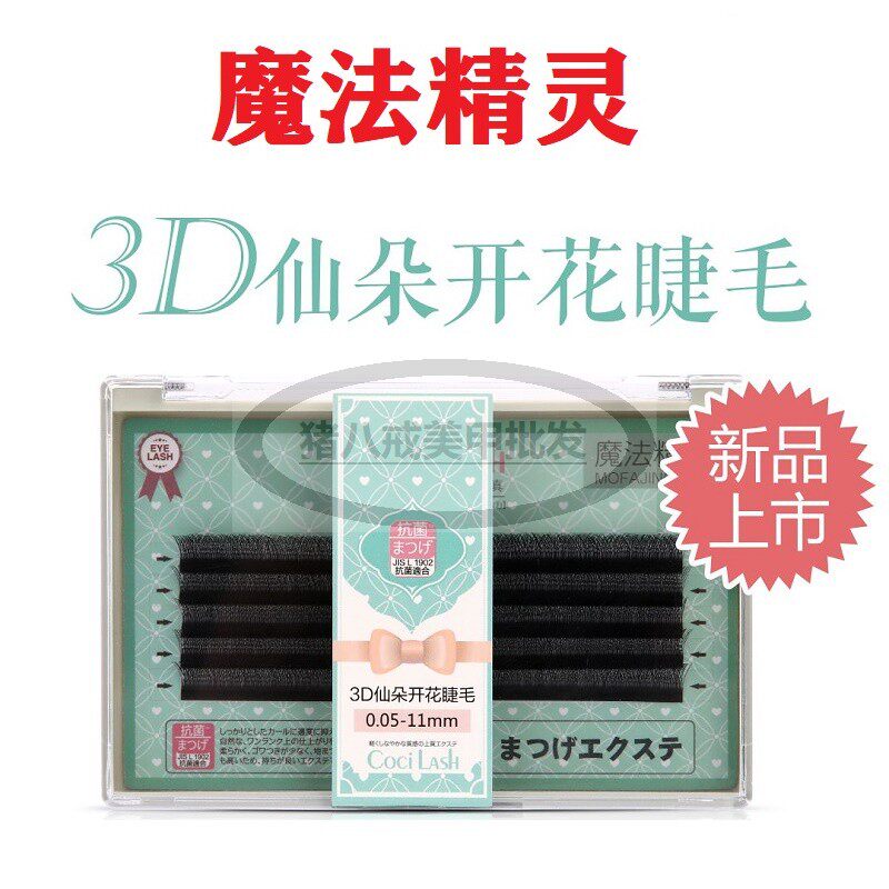 魔法精灵3D仙朵开花睫毛W型朵毛三根三叶立体浓密易取不散根草