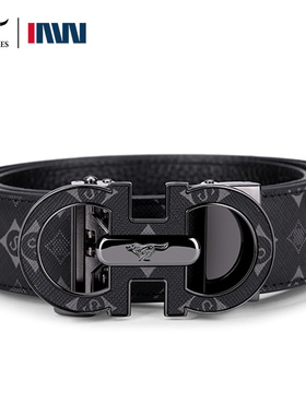 七匹狼皮带潮流自动扣腰带男士生日礼物年轻时尚新款印花裤带正品