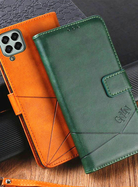 适用新款三星M53手机壳M33全包M23翻盖皮套F23保护套M62外壳F42插卡M02S男女款M20手机套M30钱包款M60S M31S