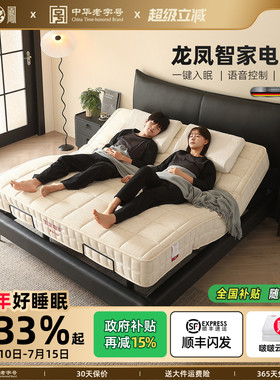 龙凤 轻奢现代电动智能头层牛皮床互不打扰零压力双人智能床3135
