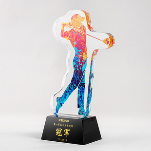 高尔夫奖杯定制赛事 水晶金属 一杆进洞总杆净杆老鹰奖纪念 golf
