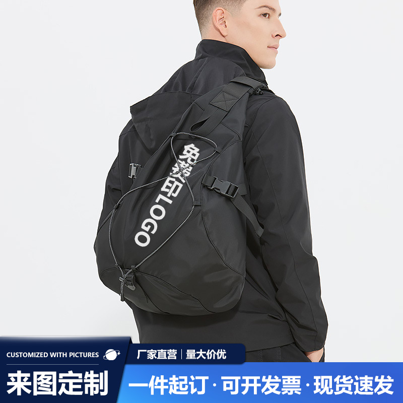 新款男士斜挎包潮大容量运动挎包学生户外工装单肩包来图定制logo