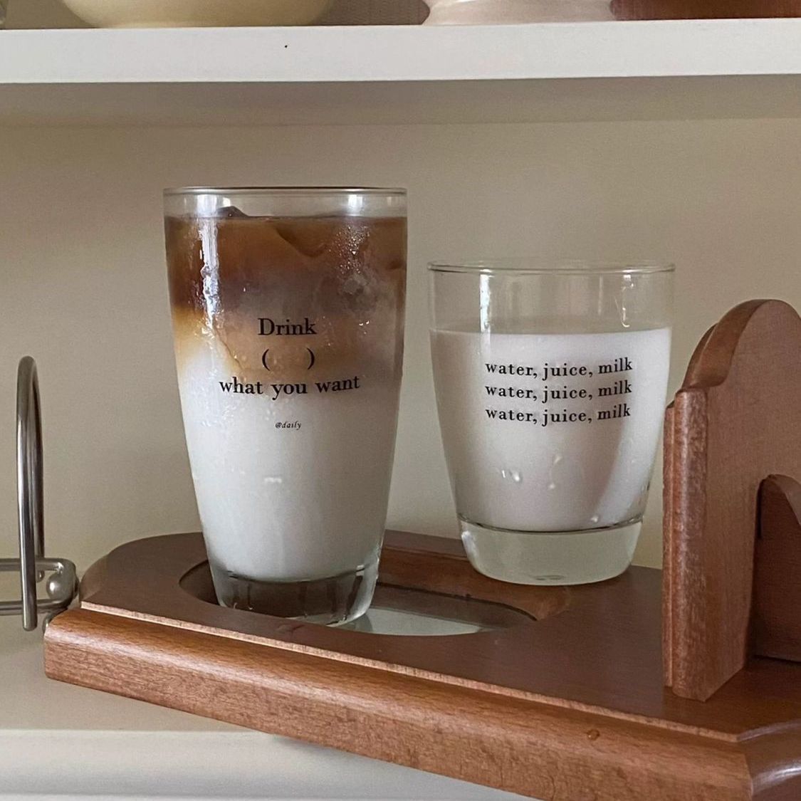 简约厚底冰拿铁咖啡杯家用印花玻璃水杯餐厅啤酒杯耐热早餐牛奶杯