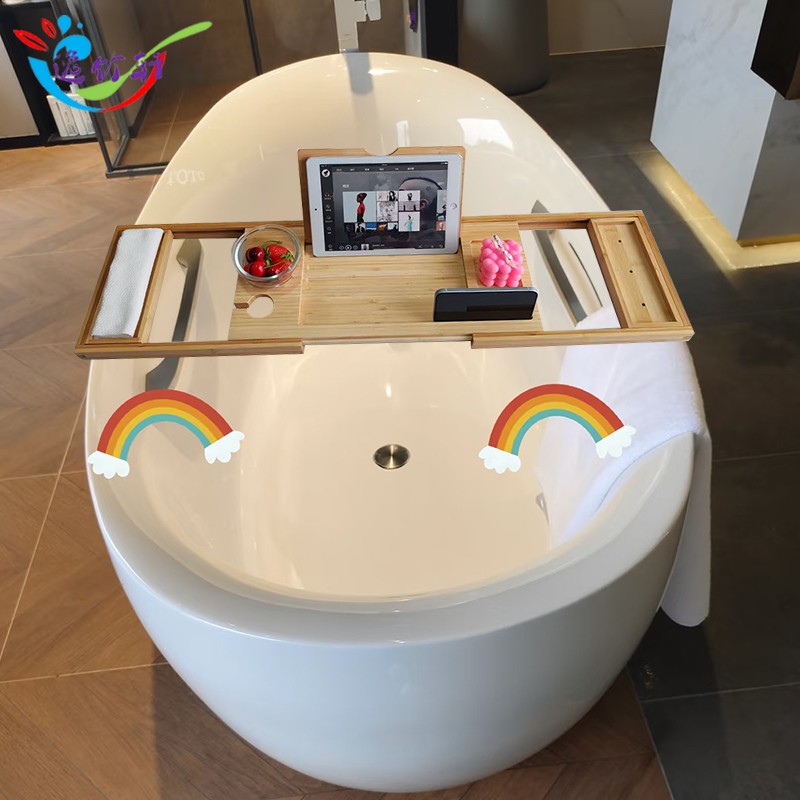 竹制多功能浴缸架欧式浴缸泡澡红酒架卫生间spa置物架柚木浴缸架