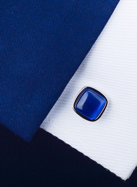 帝仕缘蓝色猫眼石袖扣男士法式衬衫袖钉女商务衬衣锆石袖口定制