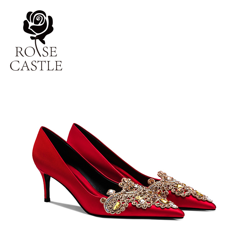 商场同款红色婚鞋rosecastle单鞋