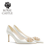 主婚纱礼服宴会单鞋 月光涟漪 女新娘鞋 白色高跟鞋 rose castle婚鞋