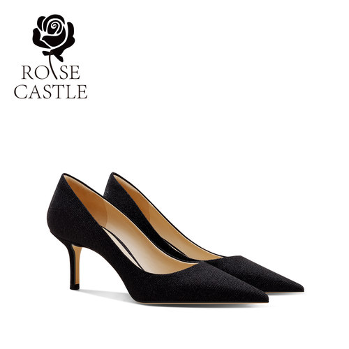 rosecastle黑色高跟女鞋通勤单鞋