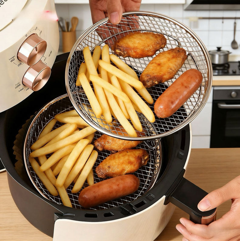 日本EAYU空气炸锅内置烤架分层隔油篮网格支架304不锈钢烧烤架子