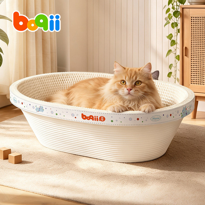 波奇浴缸泡泡猫抓板白卡纸猫窝一体猫咪大号加深猫抓盆耐磨不掉屑