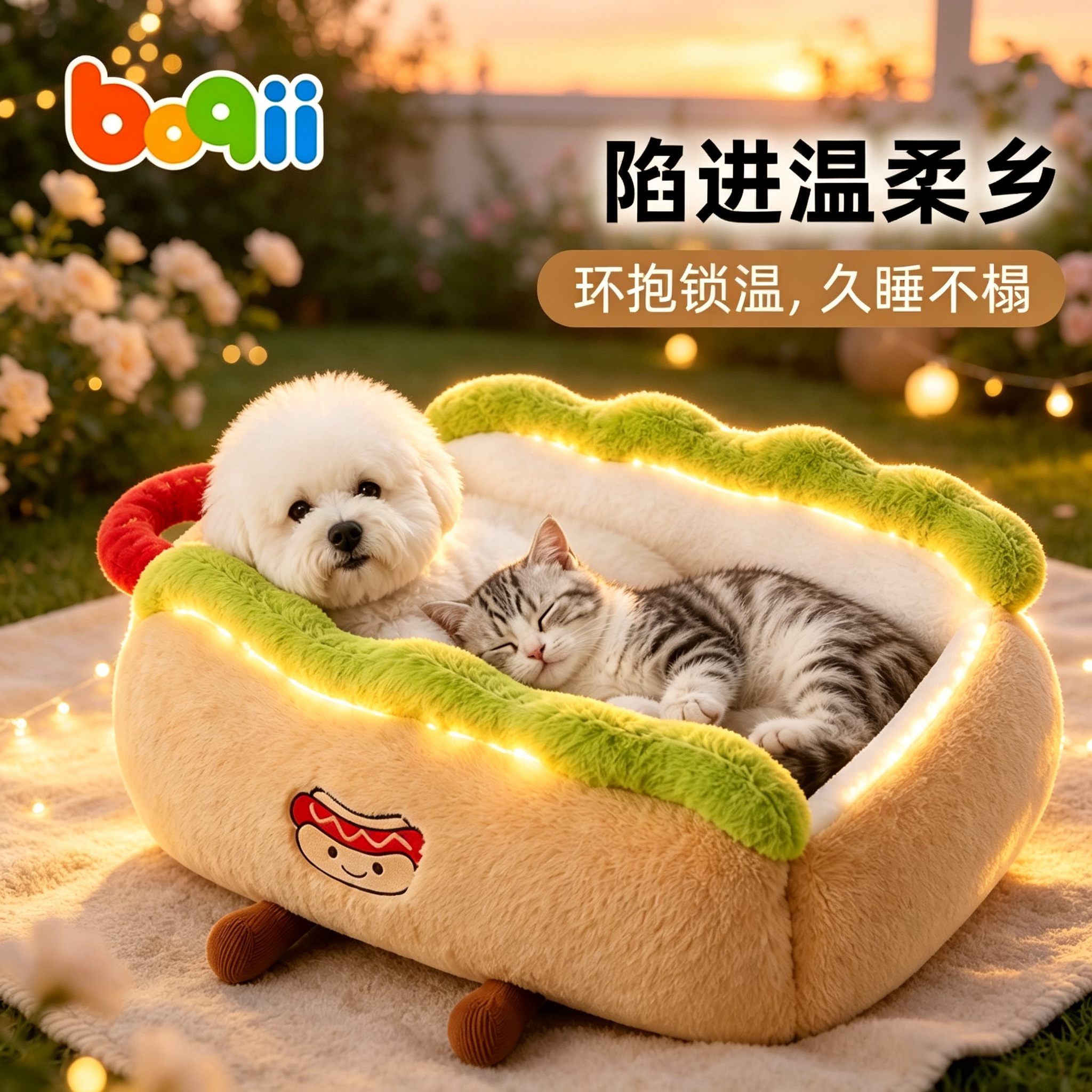 波奇狗窝加厚冬季保暖可拆洗猫窝中小型犬睡窝猫咪通用睡觉床垫子