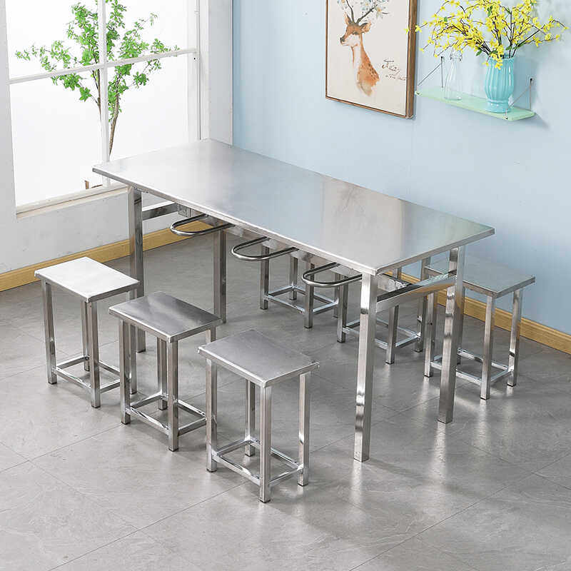 食堂餐桌工厂快餐桌椅组合学校员工饭堂挂凳 餐桌不锈钢4人6人8人,住宅家具,不锈钢/PVC餐桌,淘宝优惠券,粉丝福利购,淘宝优惠卷