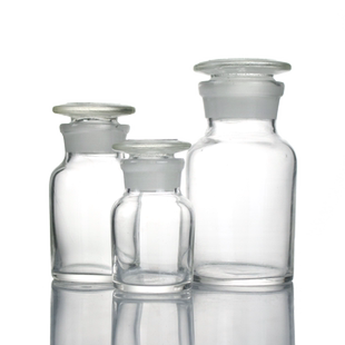 华鸥 玻璃磨口试剂瓶广口 白大口 棕大口瓶 玻璃实验室化学试剂储存瓶 耐高温酸碱透明茶色 细口玻璃小口瓶