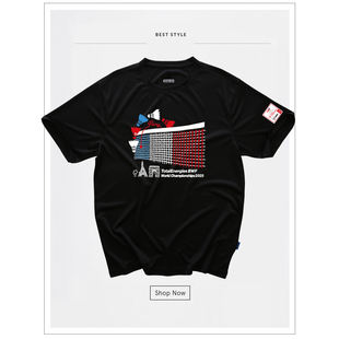 新款巴黎羽毛球文化衫短袖上衣男女速干定制印字训练比赛纪念衫