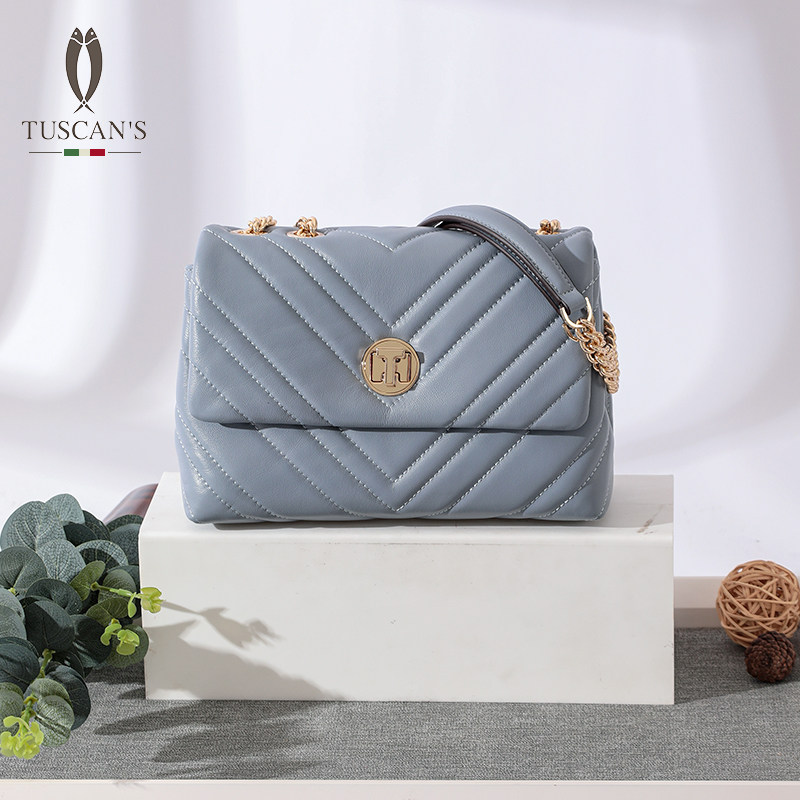 tuscans双鱼女包羊皮包包通勤职场单肩包链条斜挎包小号