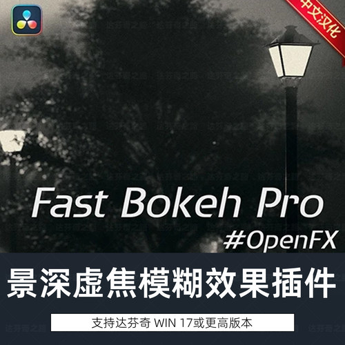 达芬奇插件Fast Bokeh Pro for OpenFXv2.0.9中文景深虚焦模糊Win