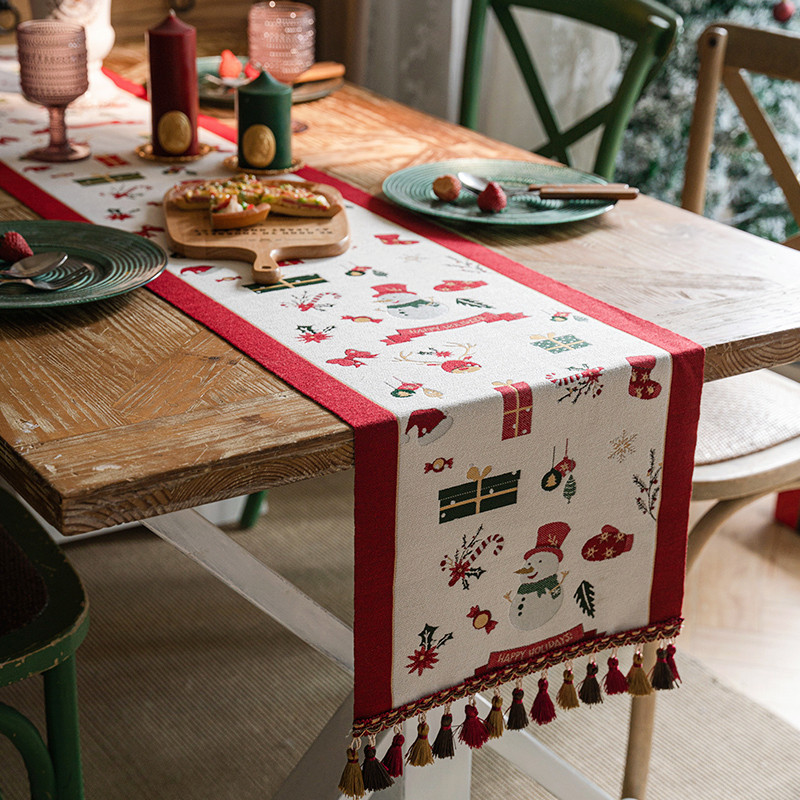 安娜丽丝桌旗装饰条圣诞风喜庆红