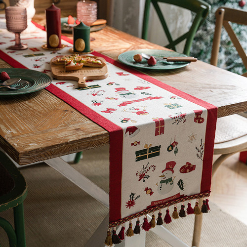 安娜丽丝桌旗装饰条圣诞风喜庆红