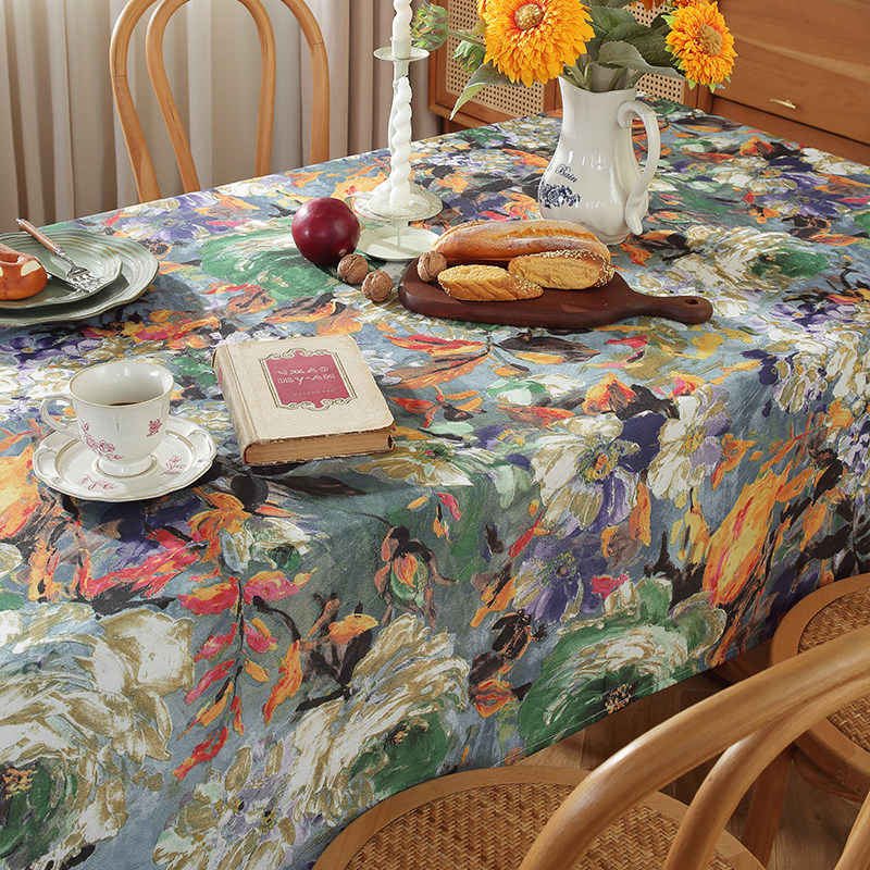 美式田园布艺桌布复古油画风餐桌布长方形茶几电视柜盖布家用台布