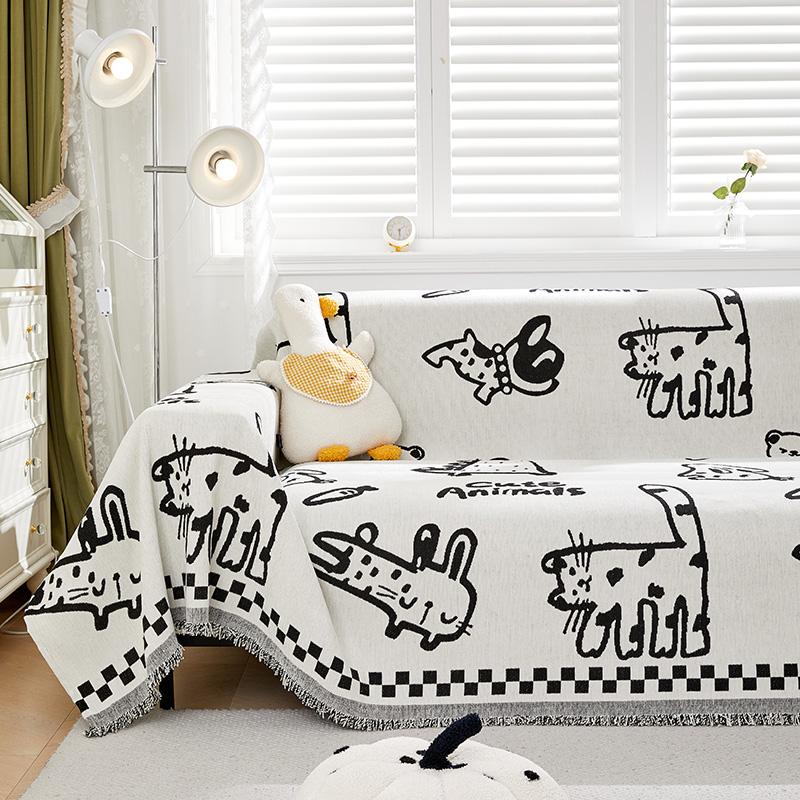 安娜丽丝雪尼尔沙发巾卡通防猫抓